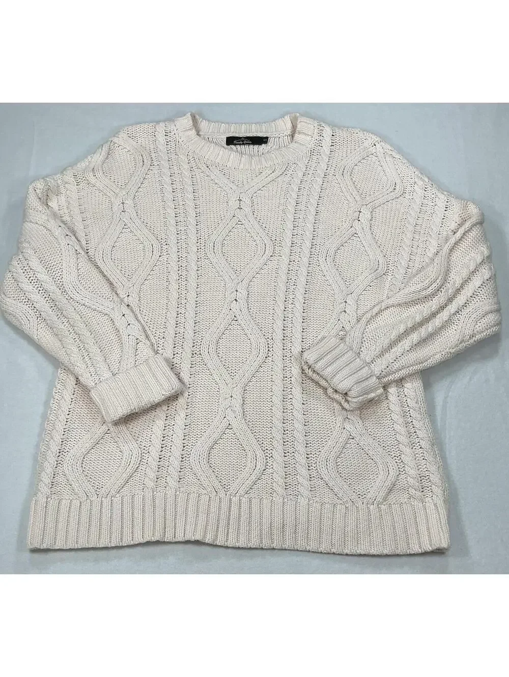 Trendy Queen Cream Cable Knit Sweater Size‎ S Cotton Blend